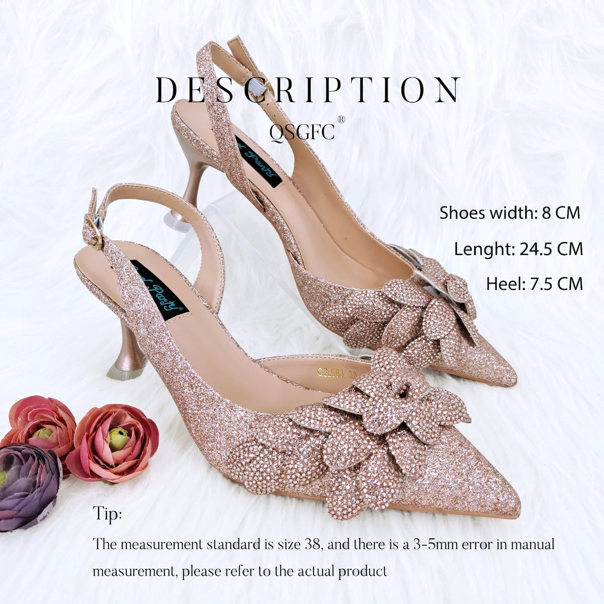Elegant Embellished High Heel & Bag Set with Rhinestones