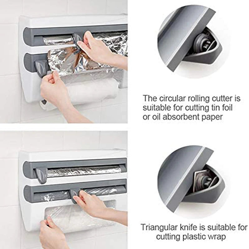 Kitchen Organizer with Foil and Paper Cutter + Towel Holder