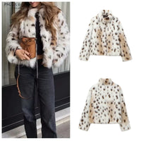 Guobioziy Faux Leopard Fur Jacket