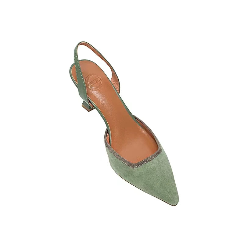 Low Heel Pointed Toe  Dressy Sling Back