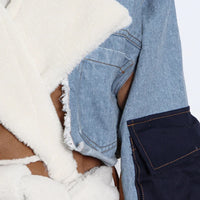 ZAMOR Denim Patchwork Urban Sheepskin Winter Coat