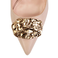 Soft Leather Pointed Decorative Metal Buckle Stiletto