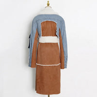 ZAMOR Denim Patchwork Urban Sheepskin Winter Coat