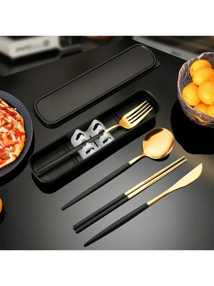 Reusable Portable Stainless Steel Cutlery Set With Storage Box