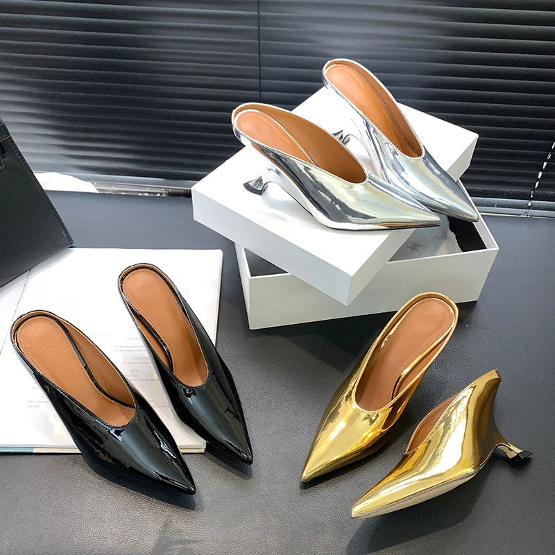 The Bold Point Toed Metallic Wedge Heels