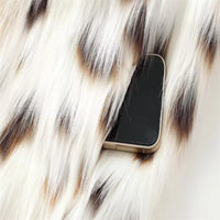 Guobioziy Faux Leopard Fur Jacket