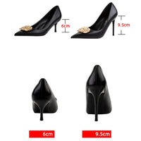 Soft Leather Pointed Decorative Metal Buckle Stiletto