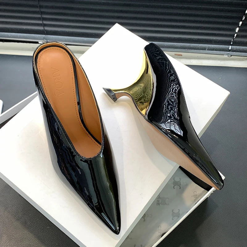 The Bold Point Toed Metallic Wedge Heels