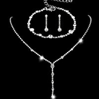 Rhinestione Earrings Necklace Bracelet  Set