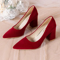 Lady in Red Pointed Thick Heels