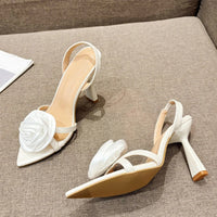 Silk Rose Flowers Open Toe Sling Back Sandals