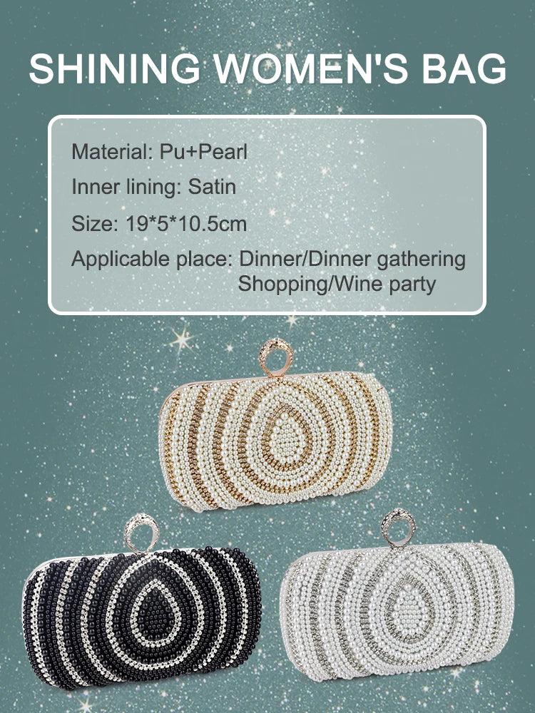 Elegant  Luxury Pearl and Rhinestone Dinner Bag