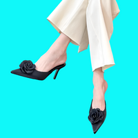 The Summer Satin Flower Mules