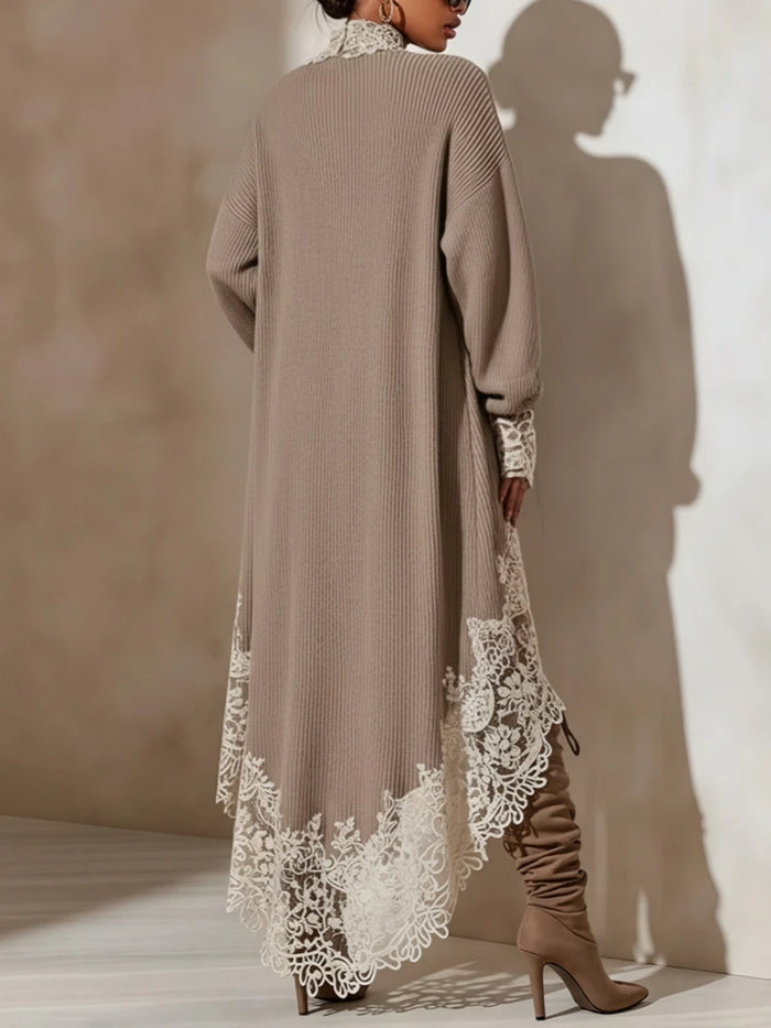 Lace Trim Turtleneck Mini Dress
