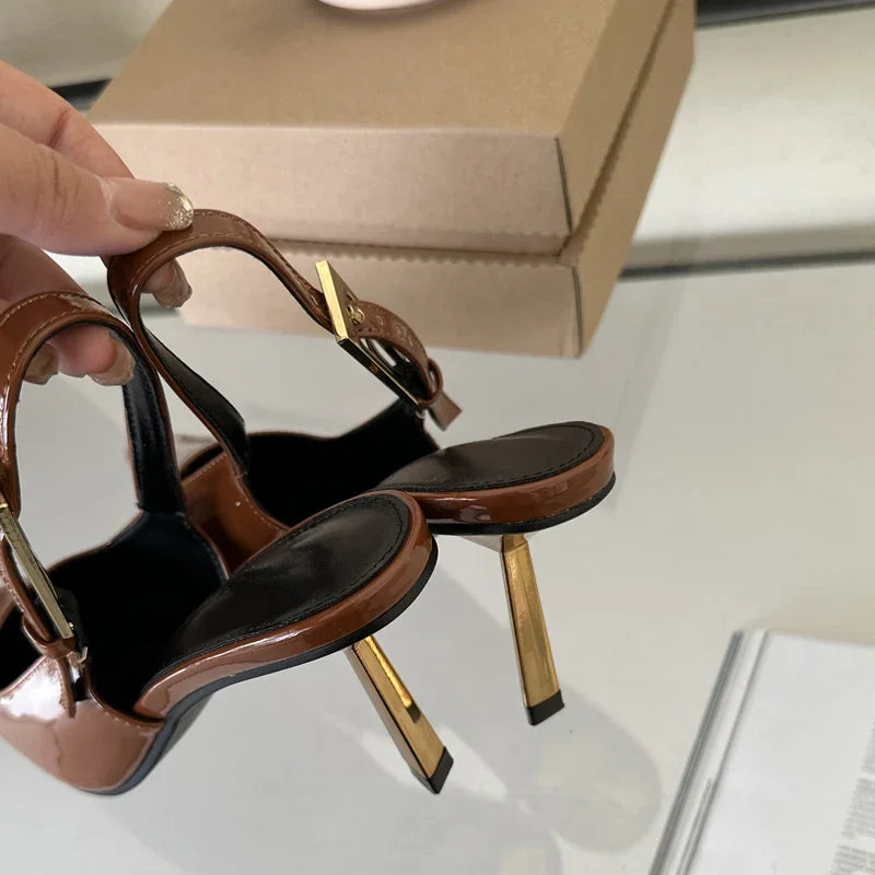 Sexy Metal Buckle Slingback High Heels Shoes