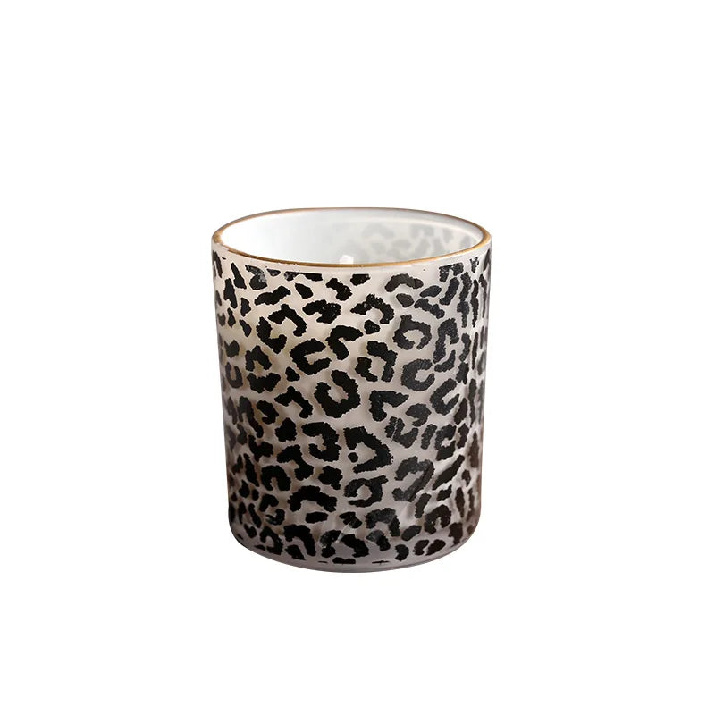 Wild Thang Leopard or Zebra Patterned Glass Scented Soy Candle