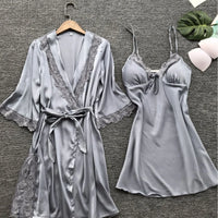 French Lace Robe and Luxury Gown Set