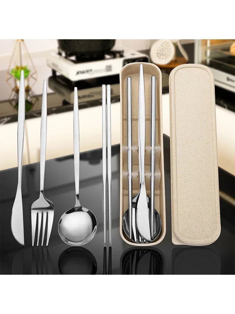 Reusable Portable Stainless Steel Cutlery Set With Storage Box