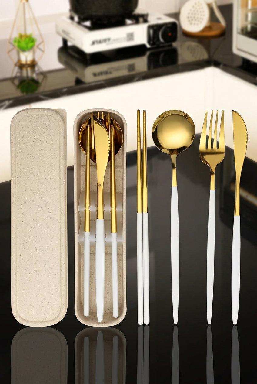 Reusable Portable Stainless Steel Cutlery Set With Storage Box