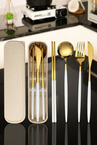 Reusable Portable Stainless Steel Cutlery Set With Storage Box