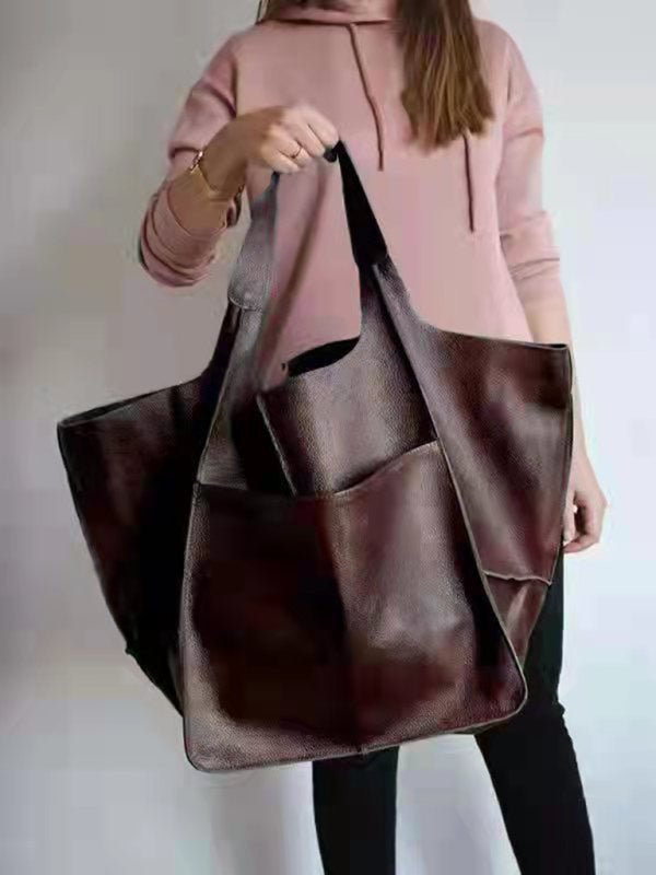 Simple Large Soft Faux Leather Shoulder  Bag