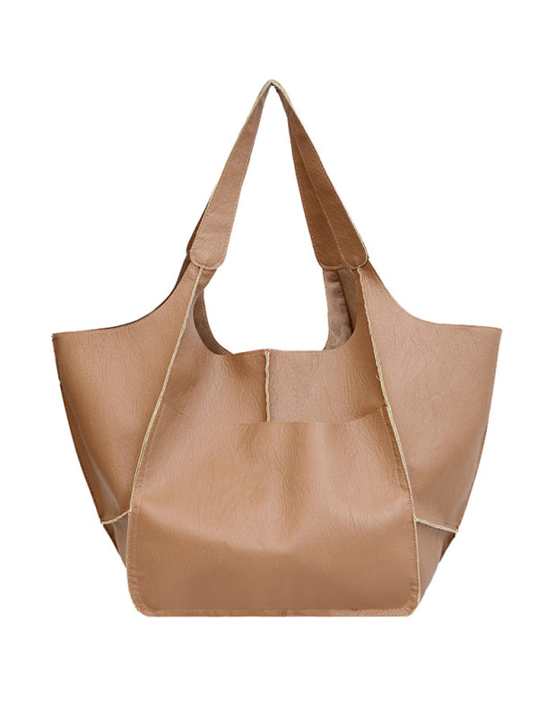 Simple Large Soft Faux Leather Shoulder  Bag