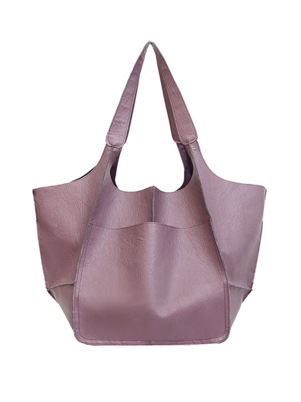 Simple Large Soft Faux Leather Shoulder  Bag