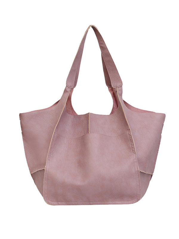 Simple Large Soft Faux Leather Shoulder  Bag