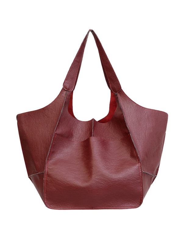 Simple Large Soft Faux Leather Shoulder  Bag