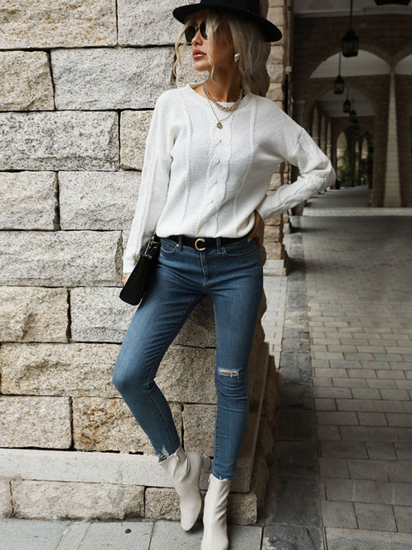 Adding this twisted long sleeve white sweater