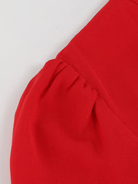 New long sleeve slim pleated belt V-neck dress A-line skirt