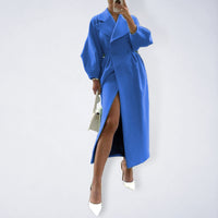 Retro style lantern wool coat with large lapel