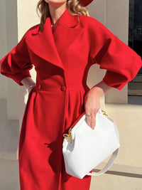 Retro style lantern wool coat with large lapel