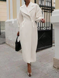 Retro style lantern wool coat with large lapel