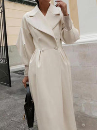 Retro style lantern wool coat with large lapel