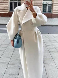 Retro style lantern wool coat with large lapel