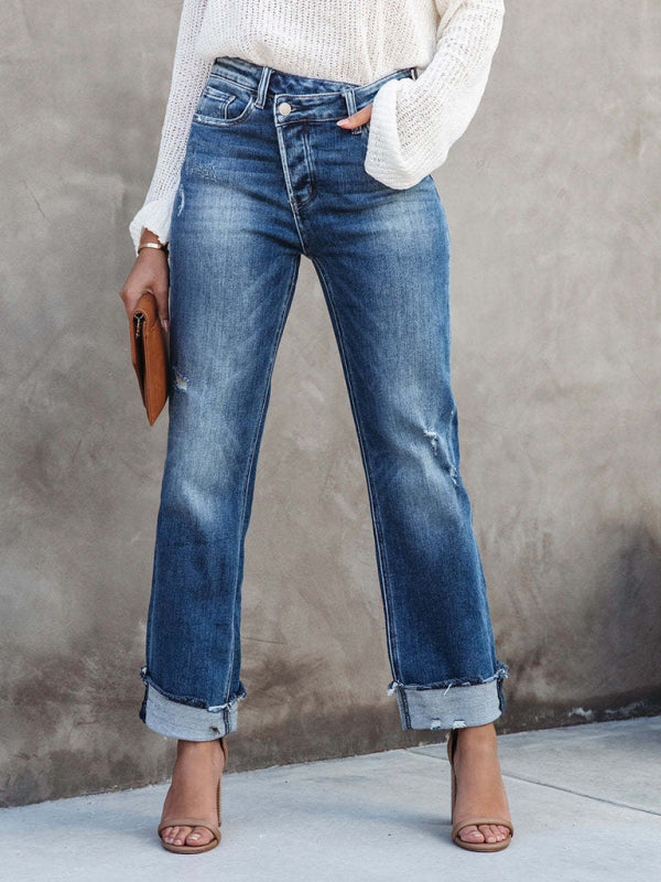 Washed  Denim High Waisted Jeans