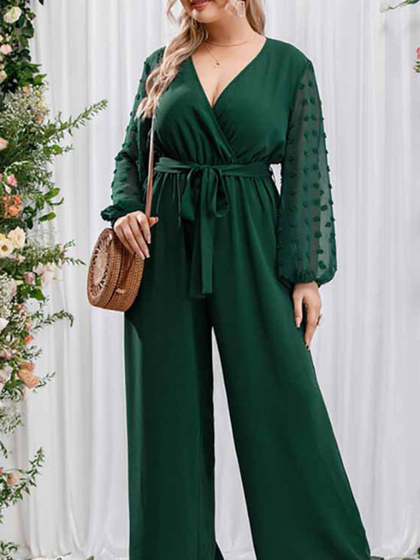 Sexy Plus Size High Waist Lady Lace Straight Jumpsuit