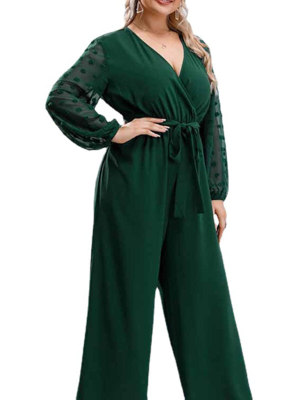 Sexy Plus Size High Waist Lady Lace Straight Jumpsuit