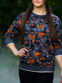 Fashionable Women's Jacquard Sweater Halloween Loose Round Neck Pullover Women's Sweater