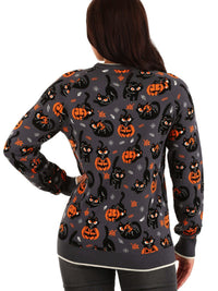 Fashionable Women's Jacquard Sweater Halloween Loose Round Neck Pullover Women's Sweater