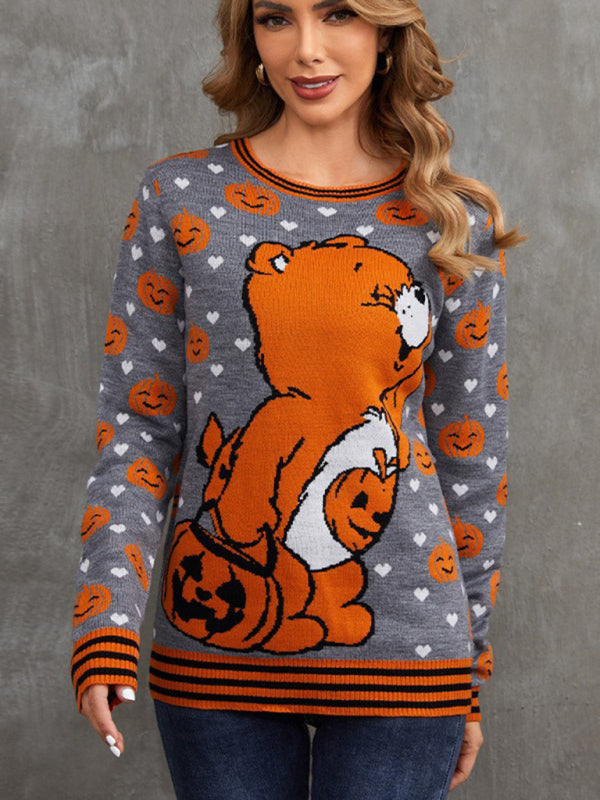 Fashionable Women's Halloween Jacquard Cartoon Casual Women's Sweater