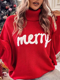 Get into the Spirit with this Bat Sleeve Loose Turtleneck  Sweater