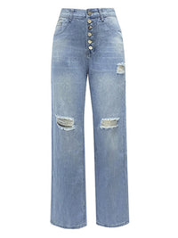 Button-Down Low-Rise Slimming Straight Jeans