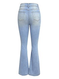 Ripped washed high-waisted denim wide-leg Jeans