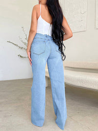 Raw and Edgy High Waisted Long ripped comfortable wide leg jeans