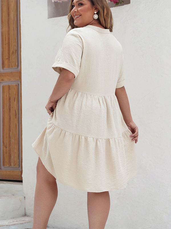 Loose Style  Plus size V-neck Dress