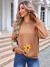Cozy up to Fall in this Floral Loose Round Neck Sweater