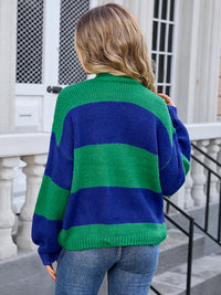 New patchwork color matching cardigan sweater