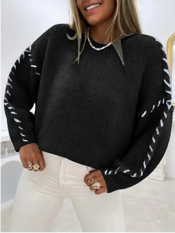 Drawstring Loose Knitted Long Sleeve Sweater